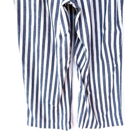 Zara White Blue Gray Striped Paper Bag 100% Cotton Pants Small - Picture 8 of 8